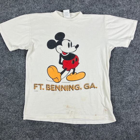 Artex Mickey Mouse T-Shirt Womens Small White Ft Benning GA Graphic Vintage 80s - Picture 1 of 10